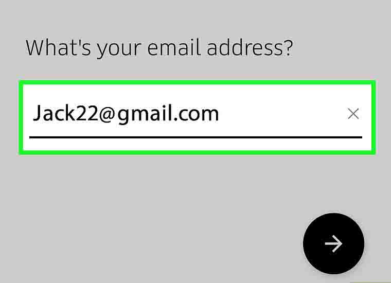 ادخال عنوان البريد الالكتروني